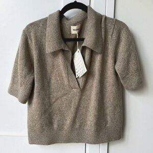 Khaite Jo Sepia Shrunken Cashmere Polo Sweater Small S NWOT Taupe